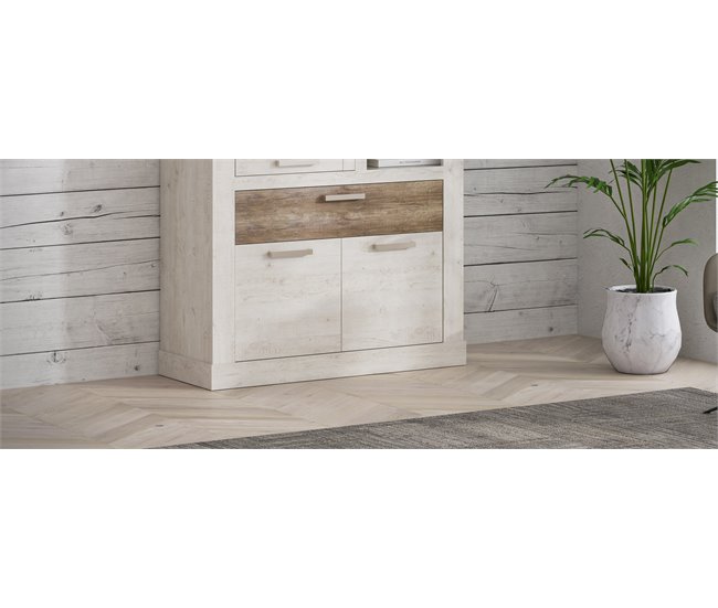 Vitrina baja 3 puertas VERONA  Blanco/ Madera