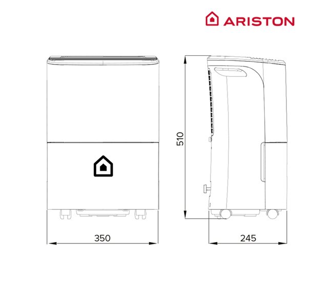 Deshumidificador, Ariston, Deos 21S, 21 litros,Vertical u Horizontal, Clase Energetica B Blanco/ Negro