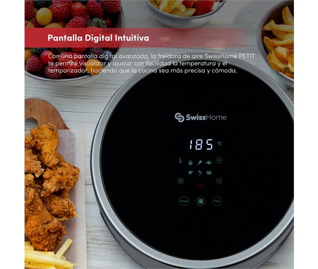 Air Fryer con pantalla digital y temperatura ajustable SwissHome Negro