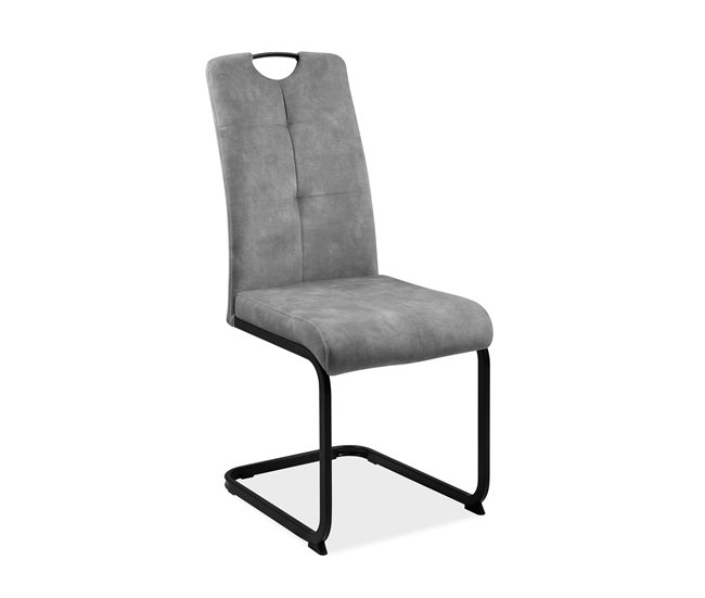 Silla de comedor ROSI tapizada en tela Gris Claro
