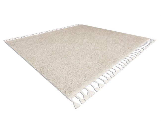 Alfombra BERBER cuadrado 9000 Franjas Bereber Marroquí Shaggy 120x120 Crema