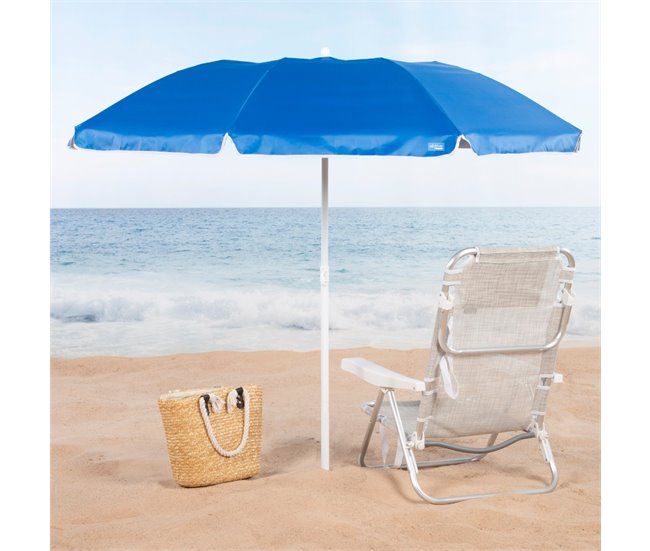Aktive Sombrilla playa compacta e inclinable UV50 c/funda Azul