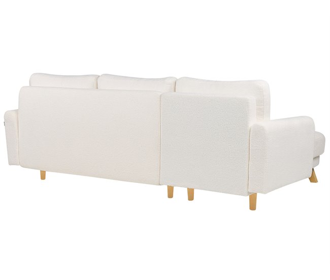 Beliani Sofá esquinero Bouclé SIRO Blanco/ Beige