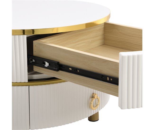 2 en 1, mesa de centro, mesa auxiliar, cajón 70x70 Blanco