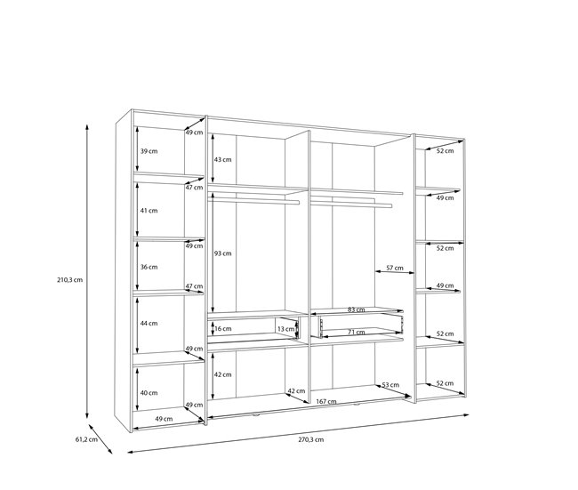 Armario SAND 210x270cm 2 puertas batientes y 2 puertas correderas Beige