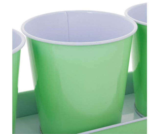 Bandeja y 3 cubos de metal verdes Verde