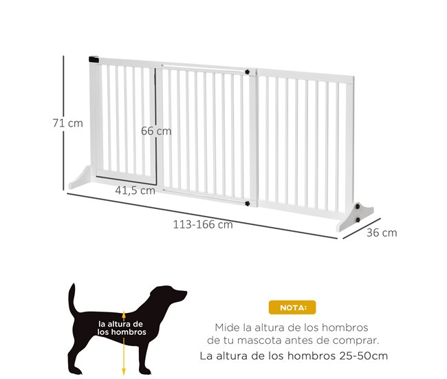 Barrera para Mascotas Madera de Pino PawHut Blanco