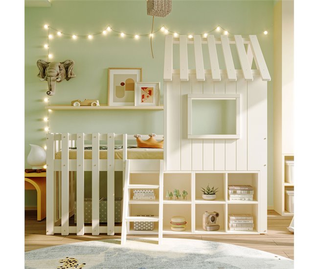 Cama alta para niños 95x204 Blanco