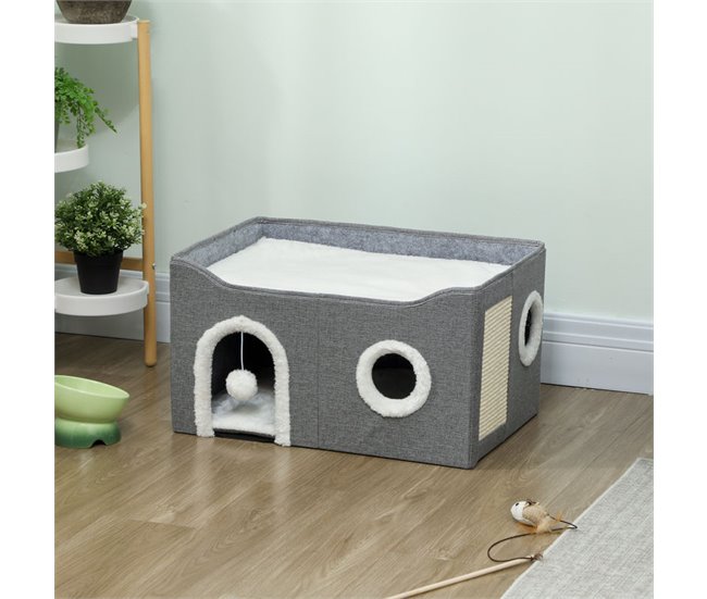 Casa para Gatos MDF, Sisal PawHut Gris