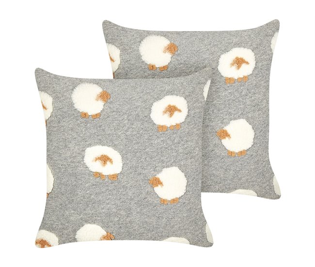 Beliani Cojín decorativo EINADIA Gris