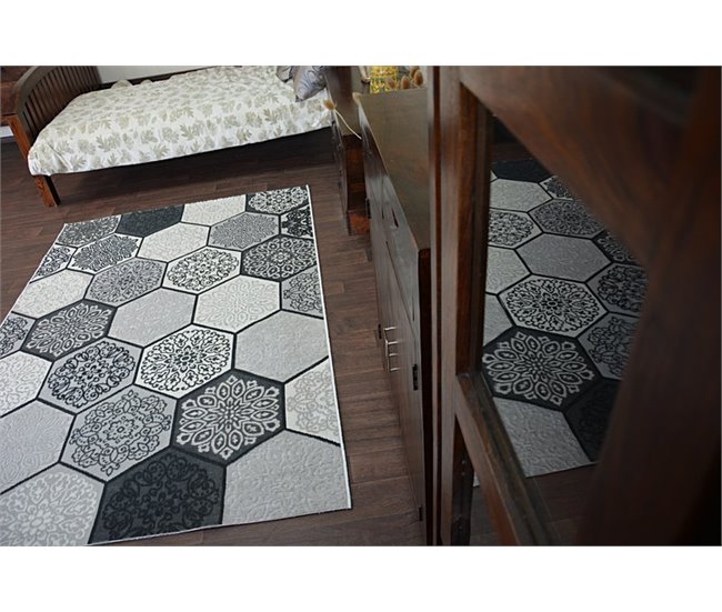 Alfombra LISBOA 27212/356 Hexágono Panal de Abeja 80x150 Gris