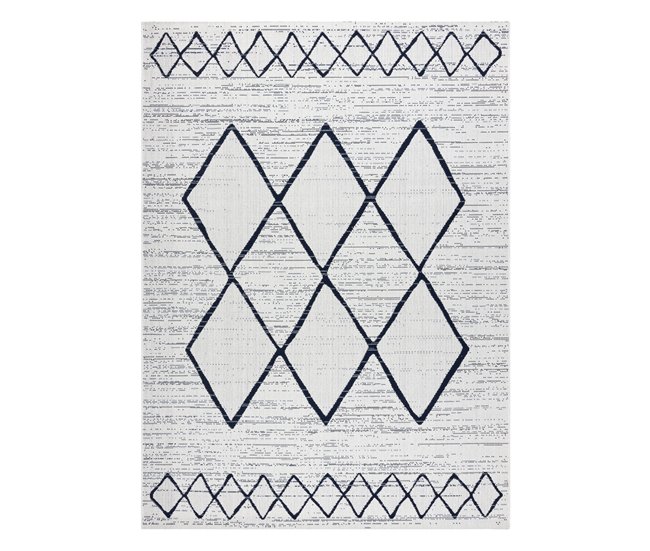 Alfombra de cuerda sisal COLOR 47272/396 Rombos Cuadrados 200x290 Blanco/ Gris