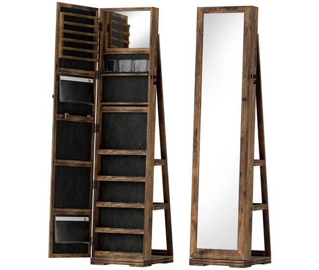 Espejo Joyero MDF, Vidrio HOMCOM, hogar - decoración Rojo