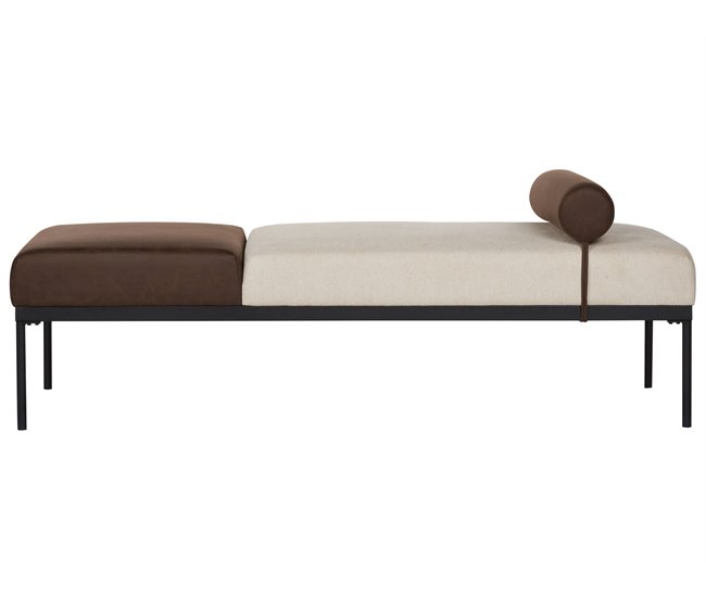 Beliani Chaise longue Piel sintética, Lino sintético MALMOS Beige