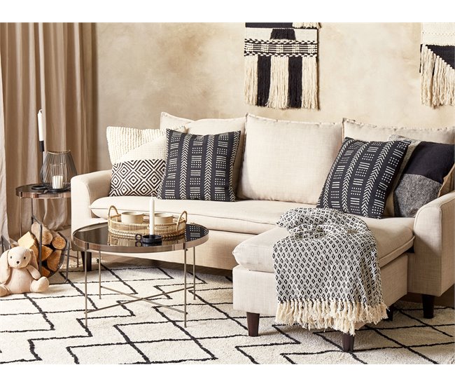 Beliani Cojín decorativo BENZOIN Blanco/ Beige