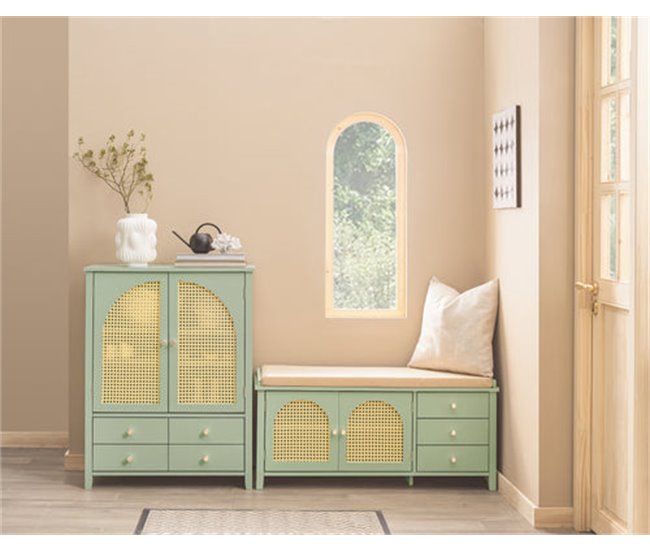 Banco Zapatero con 2 Puertas y 3 cajones FSR129-GR SoBuy Verde