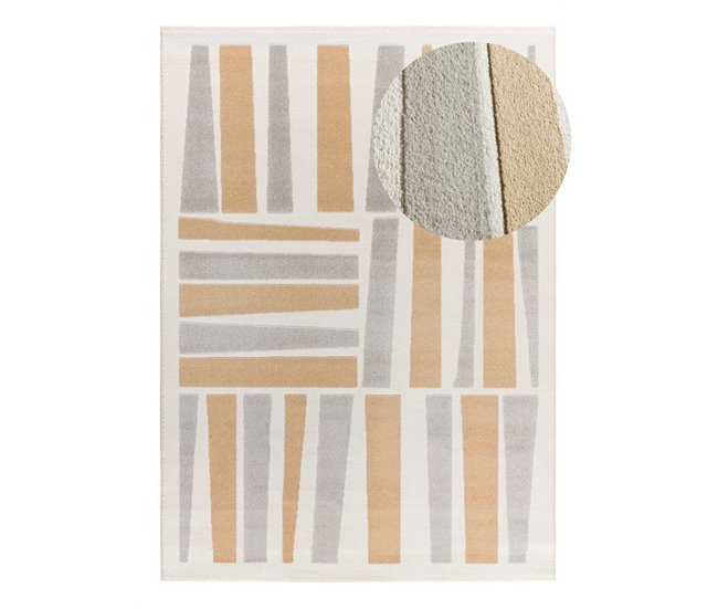 Alfombra geométrica con relieve FLORA - ATTICGO 160x230 Plateado