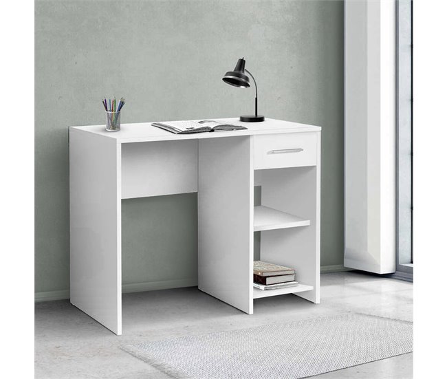 Mesa Escritorio 1 Cajón Con Estante 51x74 Blanco