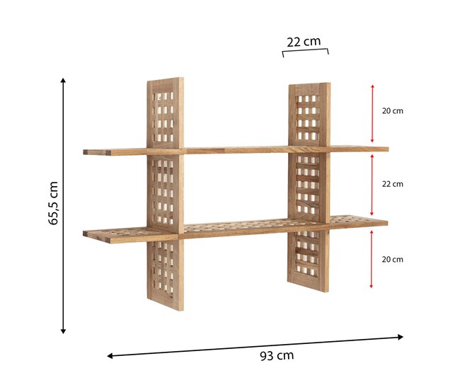 Estantería de pared Jaya de madera de nogal, 6 compartimentos Madera