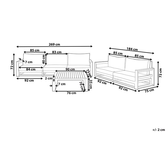 Beliani Conjunto de jardín Madera de acacia con certificado FSC® TIMOR Madera