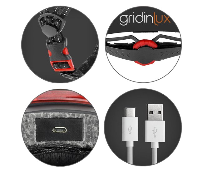 Casco Safe&Go Negro L patinete bici Movilidad Urbana Luz LED frontal y trasera Gridinlux Blanco