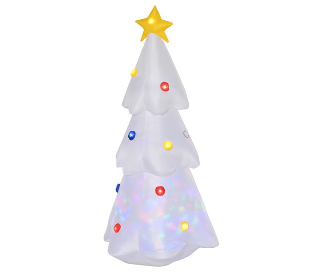 Árbol de Navidad Inflable Poliéster HOMCOM Blanco