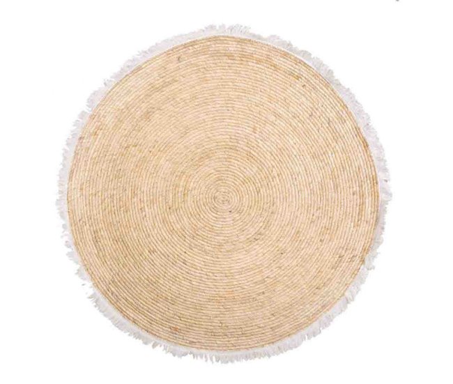 Alfombra fibra natural tejido artesanal 120x120 Beige