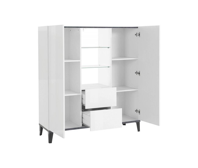 Aparador efecto madera 120 Blanco/ Gris