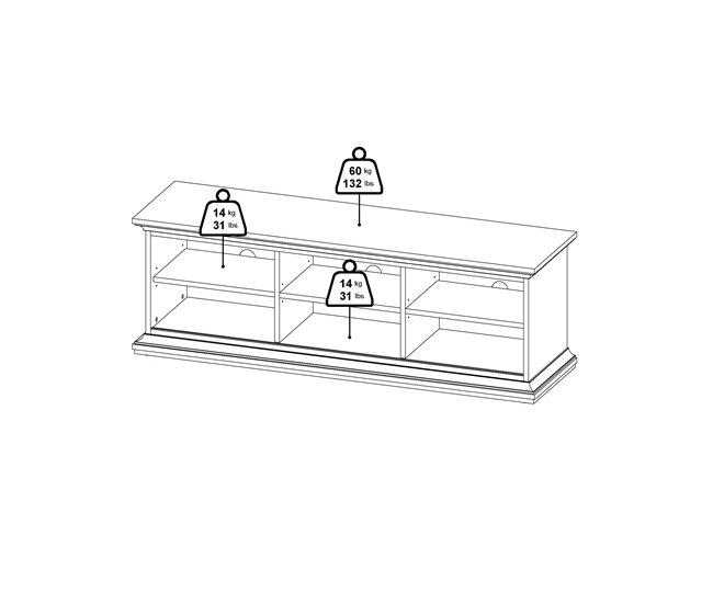 Mueble TV 2 puertas laminado blanco PARIS Blanco
