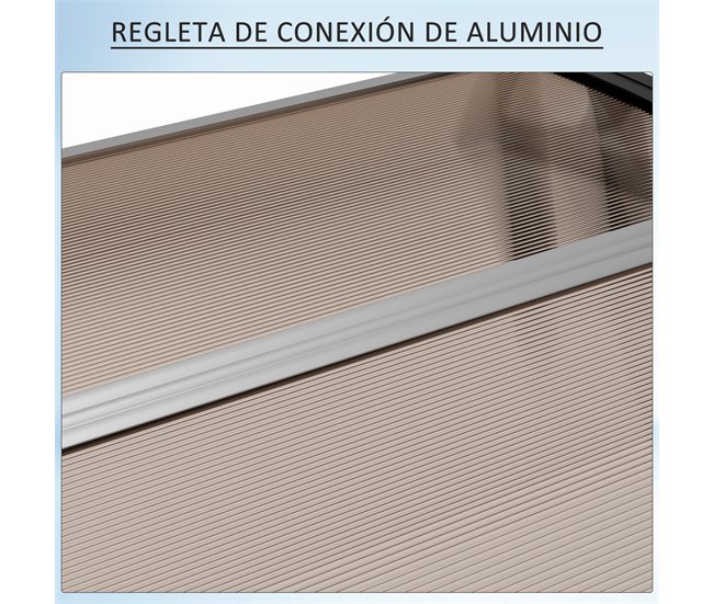 Tejadillo de Protección Aleación de Aluminio, PP Outsunny 100x75 Marron