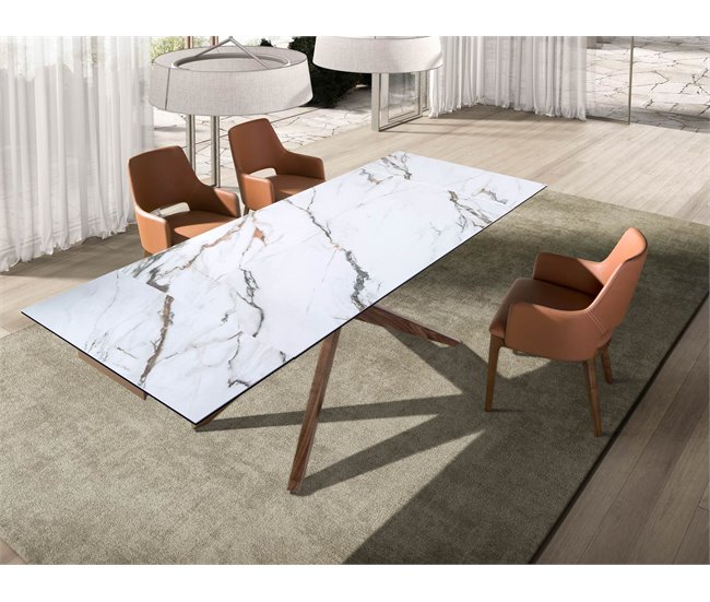 ANGEL CERDA Mesa comedor extensible 240x100 Blanco/ Madera