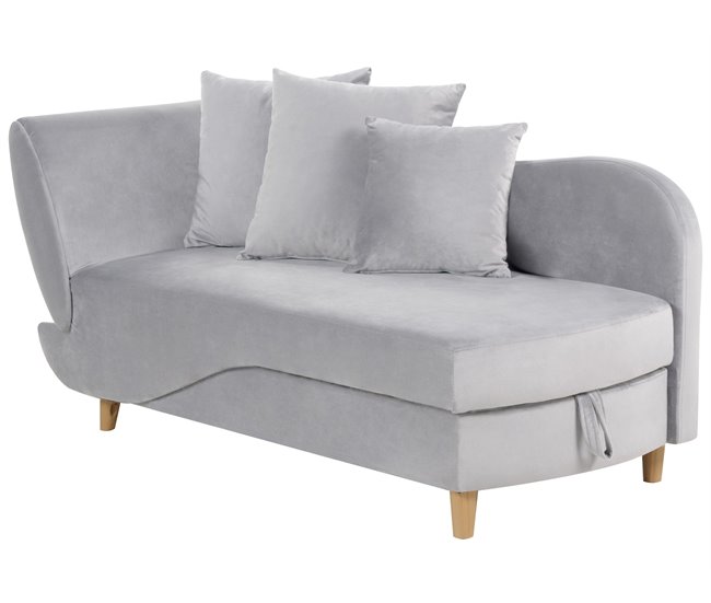 Beliani Chaise longue Terciopelo MERI Gris Claro