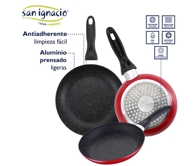 Bateria de cocina 12 piezas con juego de sartenes Multicolor