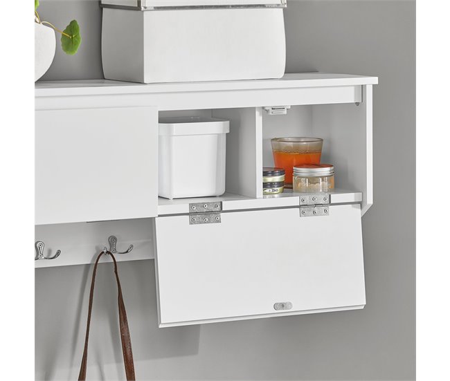 Perchero de pared con 2 Puertas y 5 Ganchos FHK24-W SoBuy Blanco