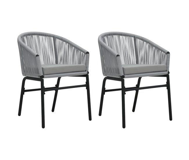 2 Sillas minimalistas de jardín de ratán sintético Gris