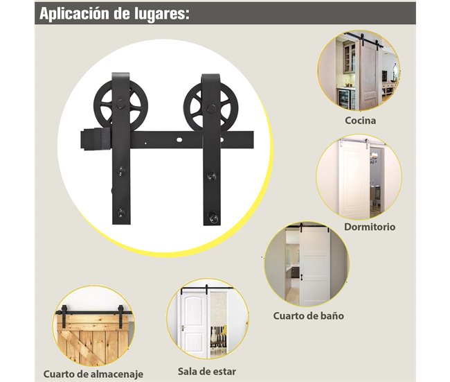 Kit de Accesorios para Puerta Corredera Acero al Carbono HOMCOM 200 Negro