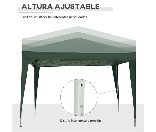 Carpa Plegable Tela Oxford, Acero Outsunny 295x295 Verde