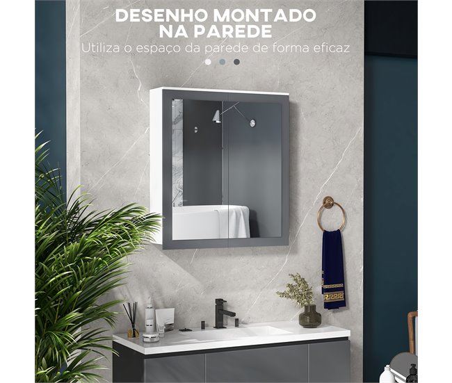 Armario con Espejo MDF, Vidrio kleankin, hogar - baño Blanco