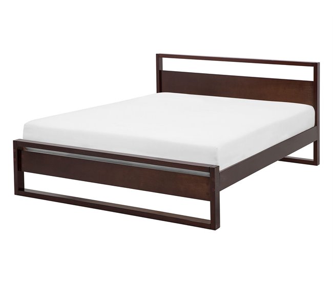 Beliani Cama con somier Madera de pino GIULIA 145x213 Marron