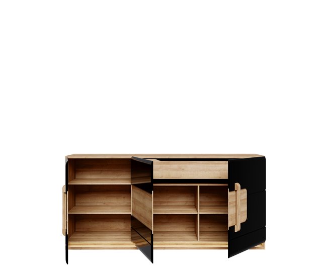 Aparador 1 cajón 3 puertas MONTREAL Negro/ Madera