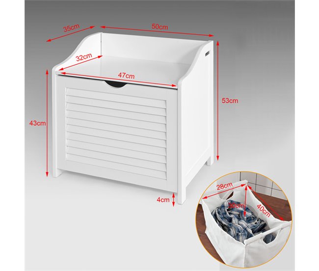 Cesto para la Colada para la Ropa Sucia FSR40-W SoBuy Blanco