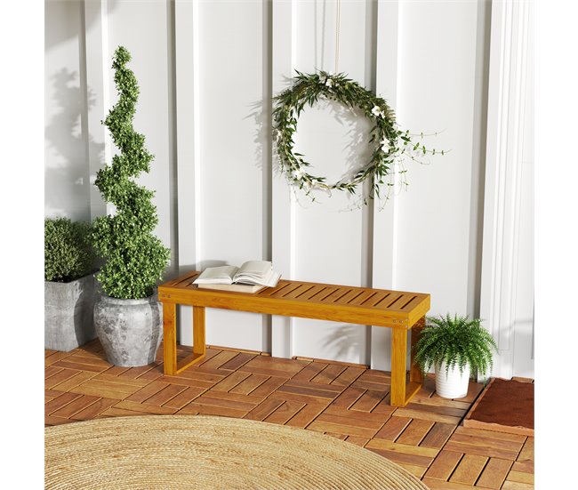 Banco de Jardín Madera de Pino Outsunny Marron