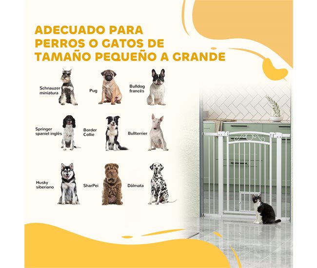 Barrera para Perros Acero, PA PawHut Blanco