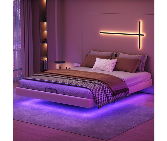 Cama con almacenamiento 200x140 Beige