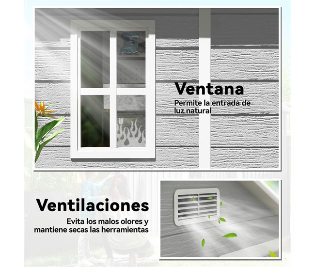 Caseta de Jardín PP, Aluminio Outsunny Gris