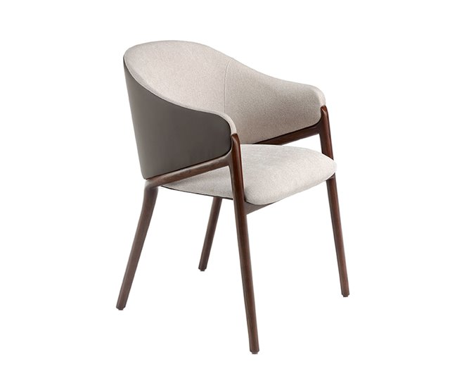 ANGEL CERDA Silla comedor tapizada tela y polipiel Beige