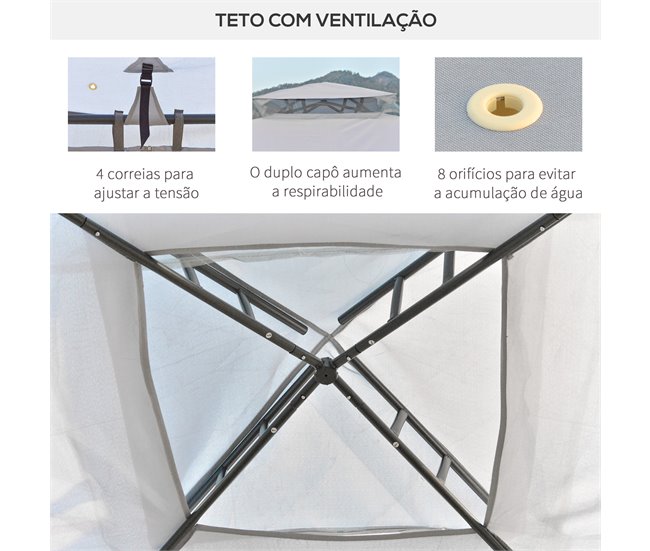 Cenador de Jardín Metal, Poliéster Outsunny 294x294 Gris