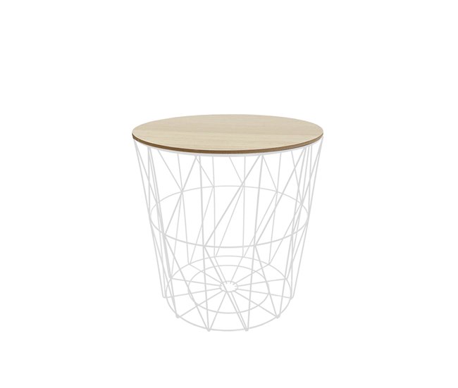 Acomoda Textil – Mesa Pongotodo con Tapa de Madera. 28x28 Blanco
