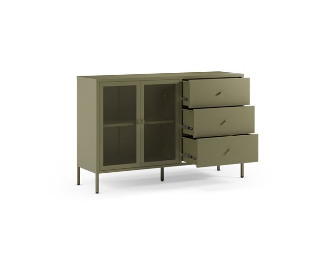 Aparador FAYNA con 2 puertas 3 cajones color verde Verde