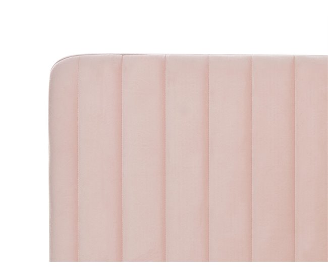 Beliani Cama Terciopelo LUNAN 186x215 Rosa Talco